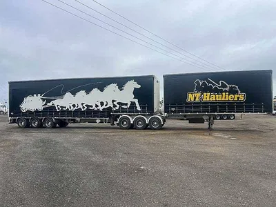 2017 Krueger Curtainsiders BDouble curtainsiders rear drop deck with mezz photo 2